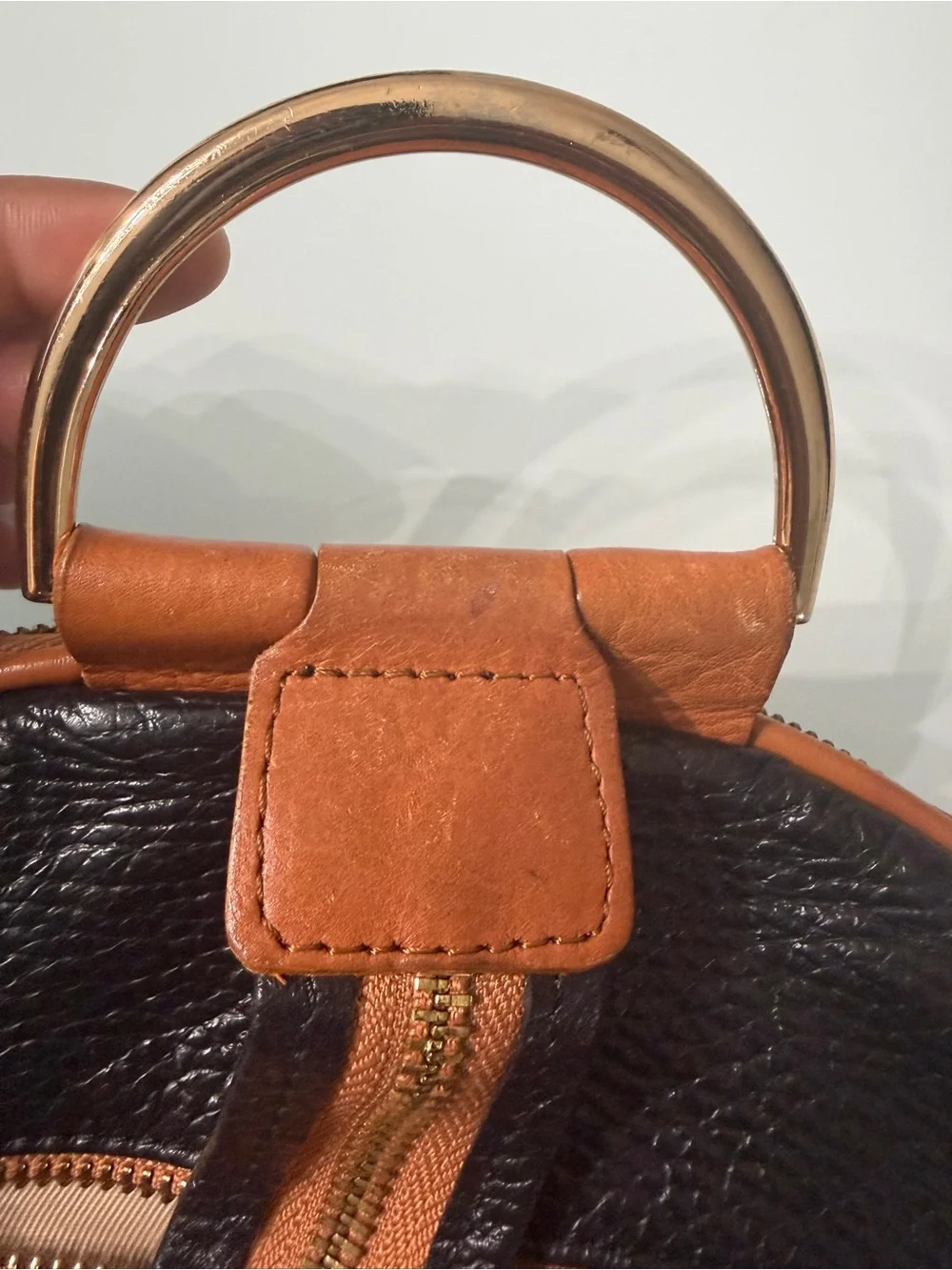 Valentina Black and Tan Two-Tone Leather Backpack